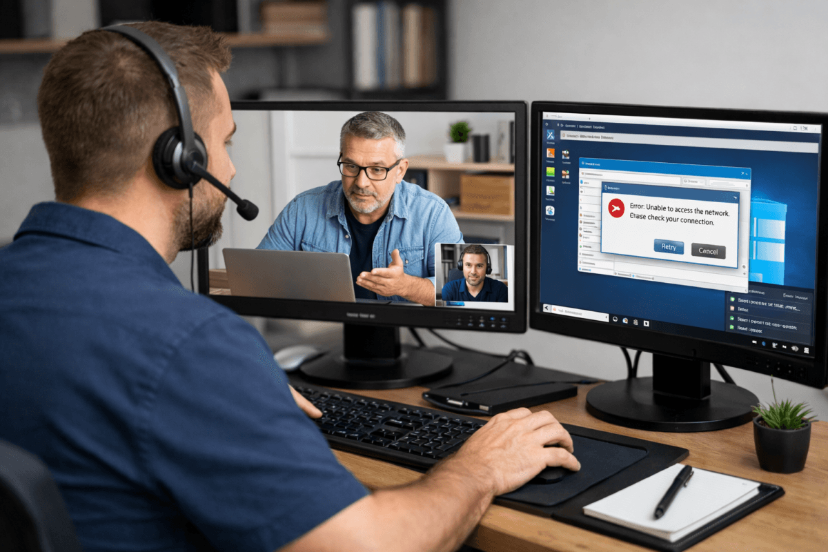 Tech Support In Action At Home Office